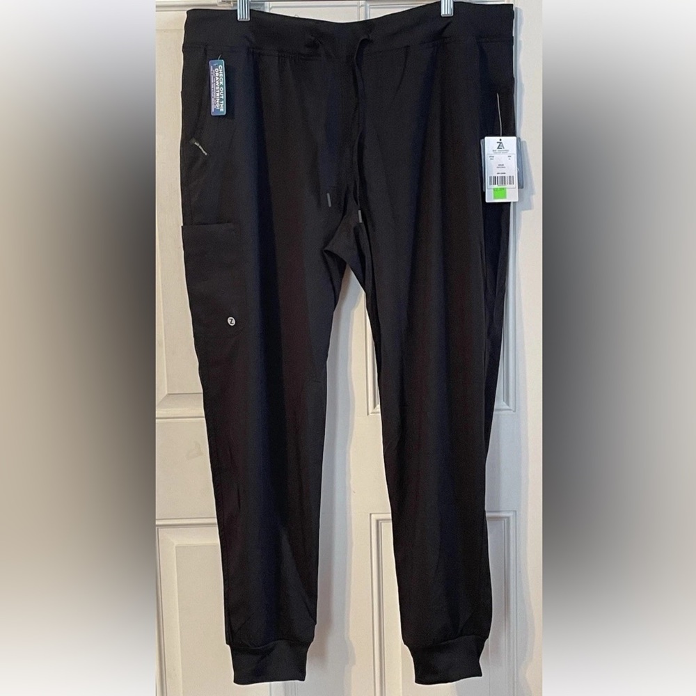 New Scrub Pants Zoe Alexandra Black Stretchy Multi Pocket Medical Size XL